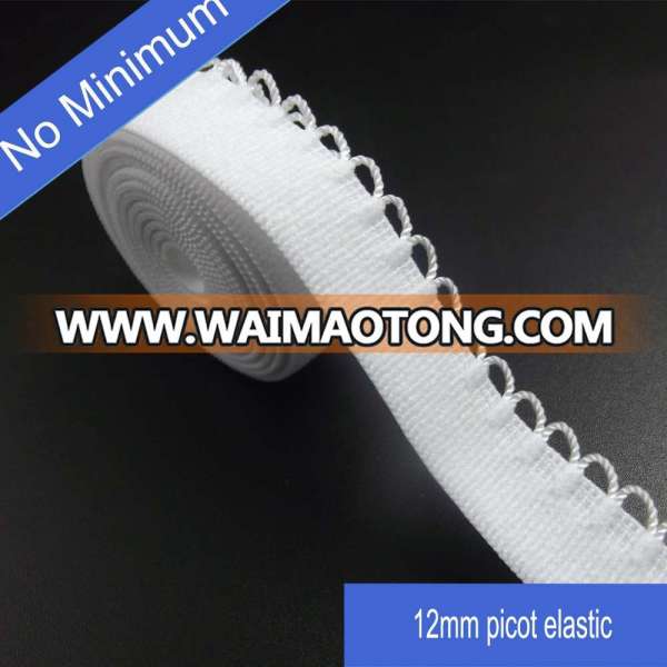 No Minimum White Bra Picot Elastic in 12mm